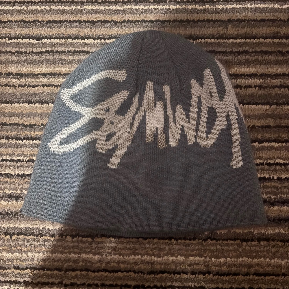 Gray Beanie with White Graphic